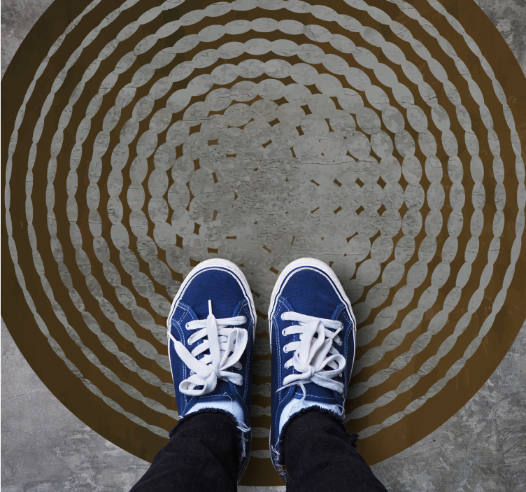 Cirkelvormig stampatroon vinyl tapijt met houtstructuur - TenStickers