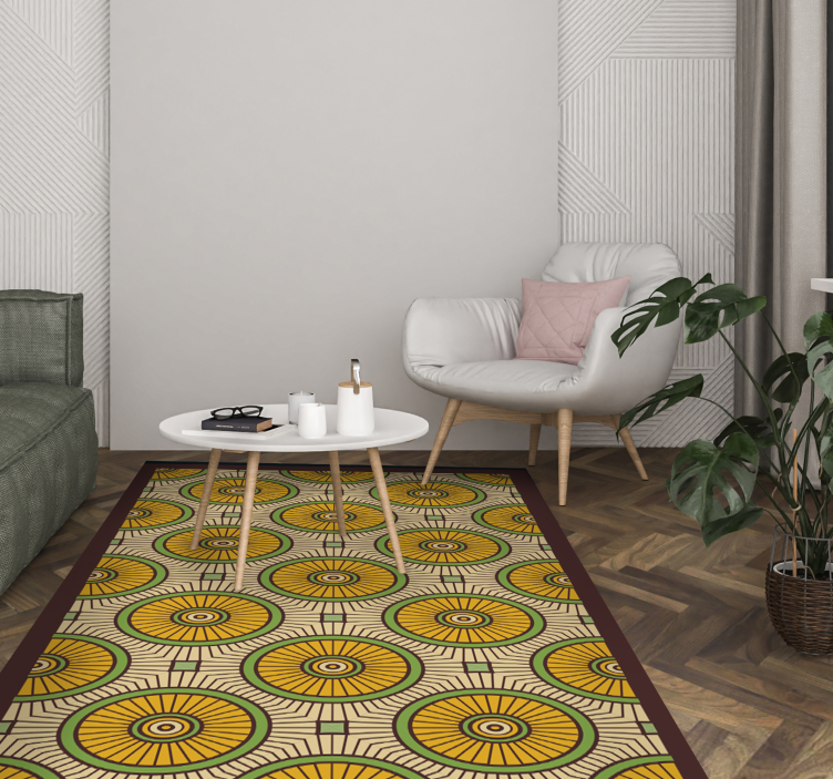 Cirkelvormig stralingspatroon vinyl tapijt woonkamer - TenStickers
