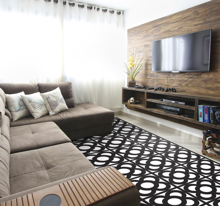 Cirkelvormige motieven vinyl tapijt geometrisch - TenStickers