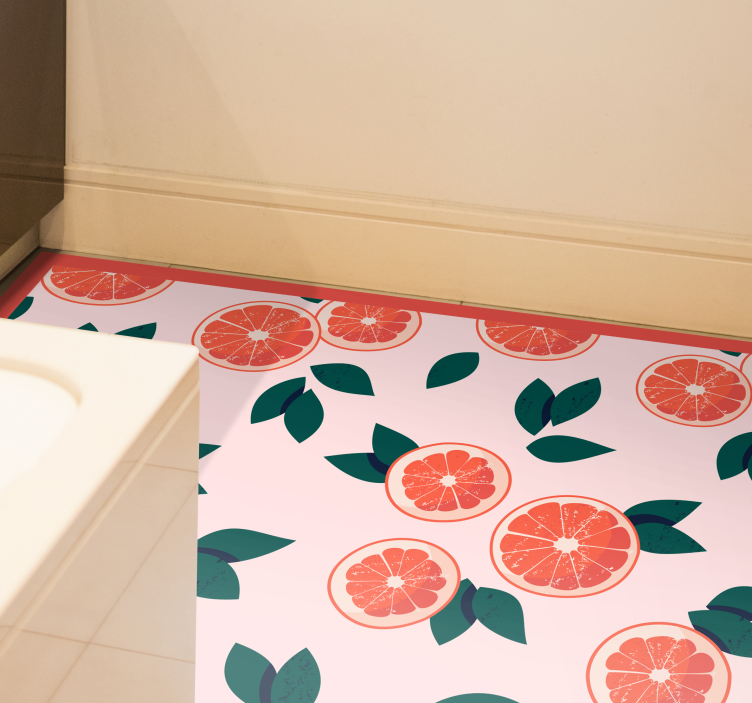 Roze citrusbloemig vinyl tapijt bloemen en planten - TenStickers