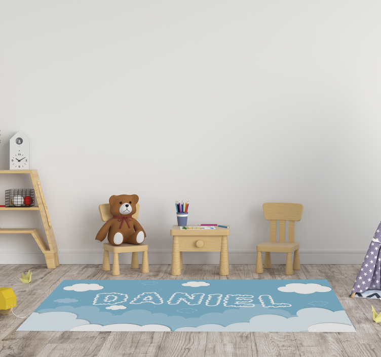 Cloudy Sky Personalization Vinyl tapijt slaapkamer - TenStickers