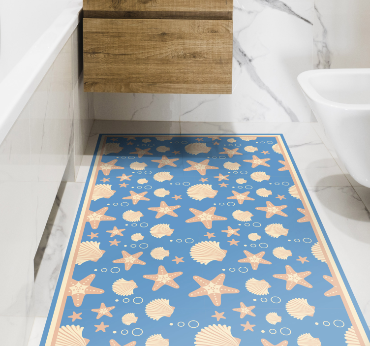 Compositie van marinemotief vinyl tapijt badkamer - TenStickers