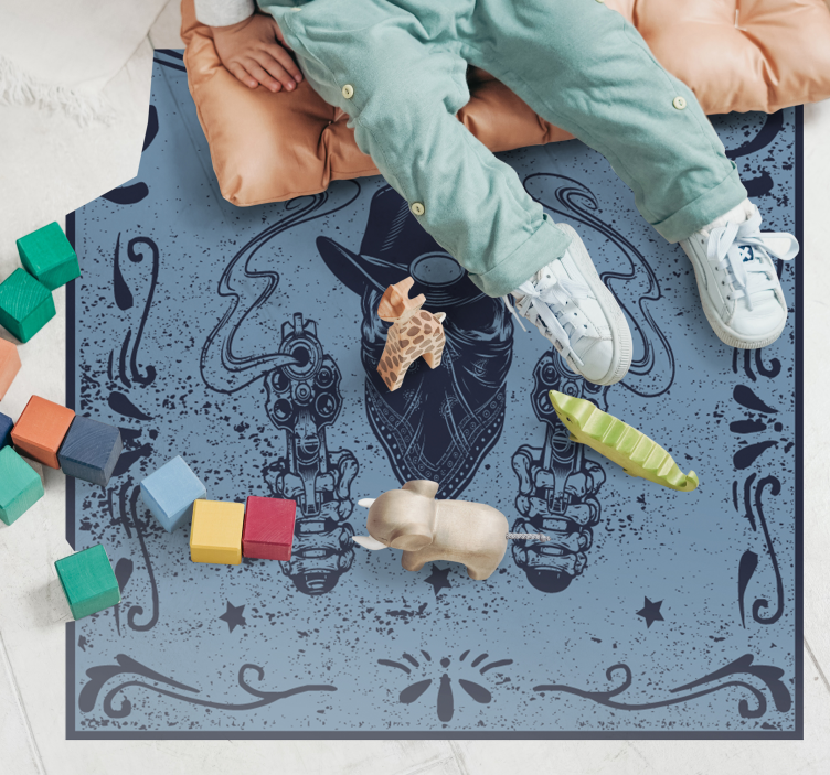 Cowboy duels vinyl tapijt  - TenStickers