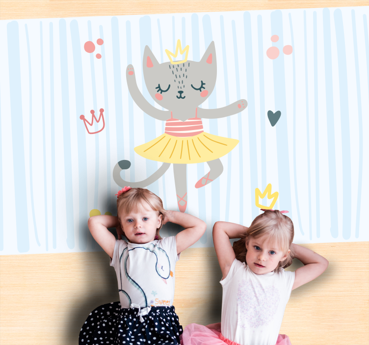 Dansende kat illustratie vinyl tapijt kind - TenStickers