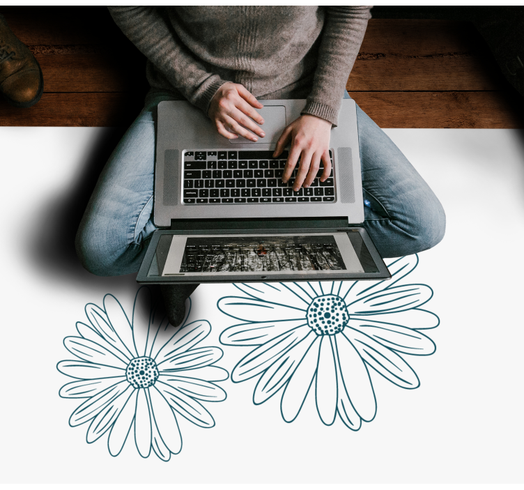 Delicate florale toets vinyl tapijt bloemen en planten - TenStickers