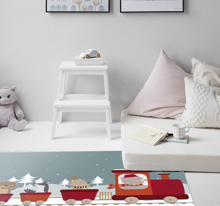 Dierentreinavontuur vinyl tapijt voor meer kinderen - TenStickers