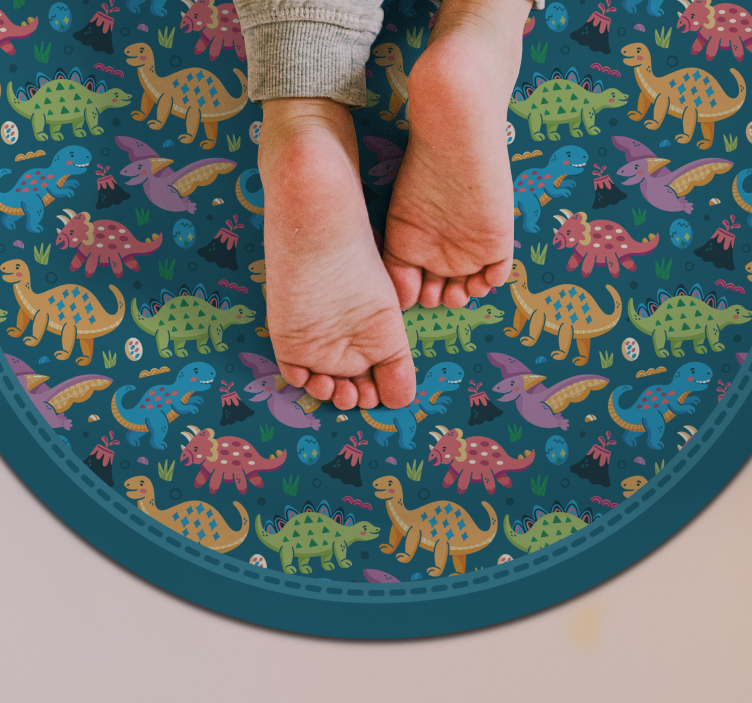Dinosaurus cirkelvormig patroon vinyl tapijt kind - TenStickers