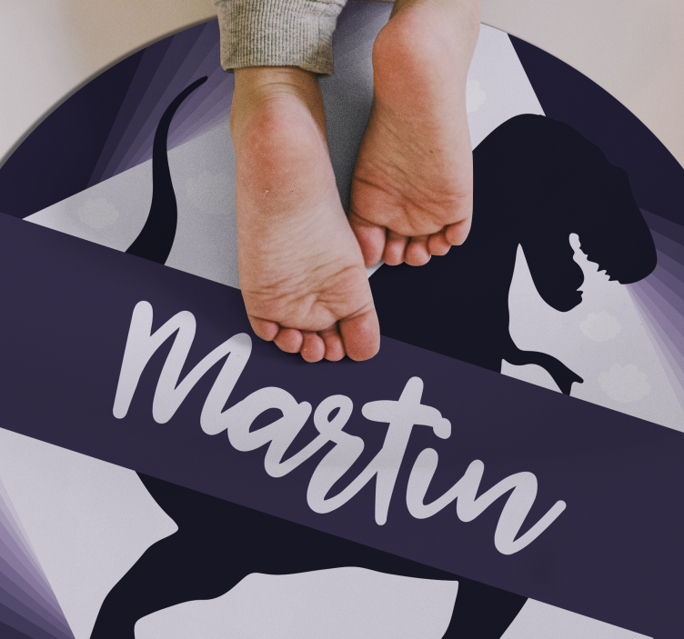 Velociraptor met naam vinyl tapijt voor meer kinderen - TenStickers