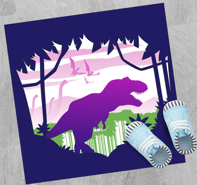 Dinosaurus silhouet vinyl tapijt voor meer kinderen - TenStickers