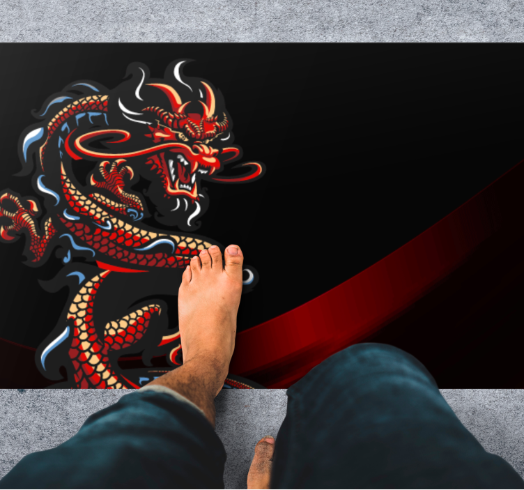 Drakenillustratie vinyl tapijt tiener - TenStickers