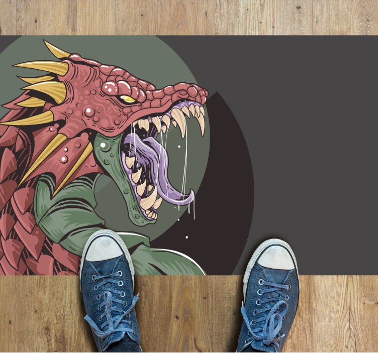 Drakenkop illustratie vinyl tapijt tiener - TenStickers
