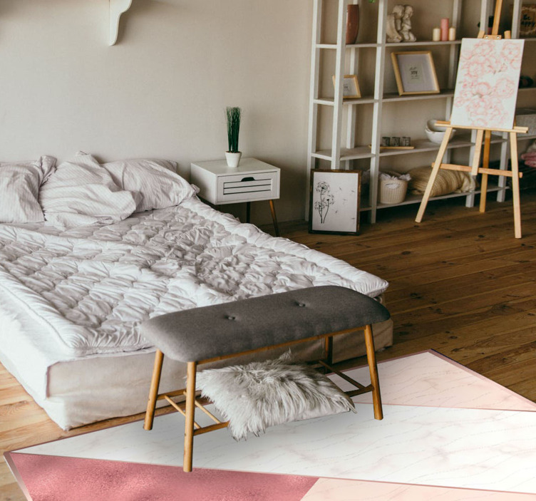 Driehoekig marmer vinyl tapijt slaapkamer - TenStickers