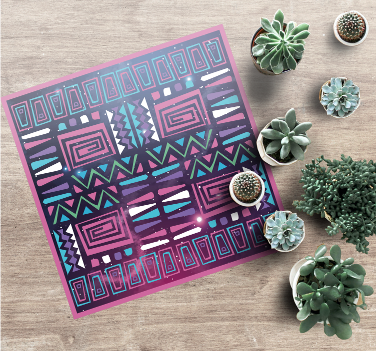 Dynamische geometrische patronen etnisch vinyl tapijt - TenStickers