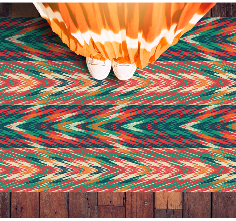 Dynamische kleurgolven vinyl tapijt met strepen - TenStickers