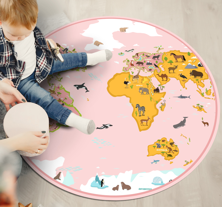 Educatieve cartografie vinyl tapijt wereldkaart - TenStickers