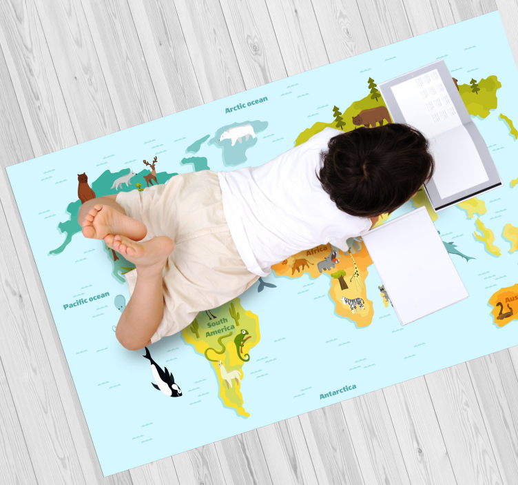 Educatieve kaart vinyl tapijt wereldkaart - TenStickers