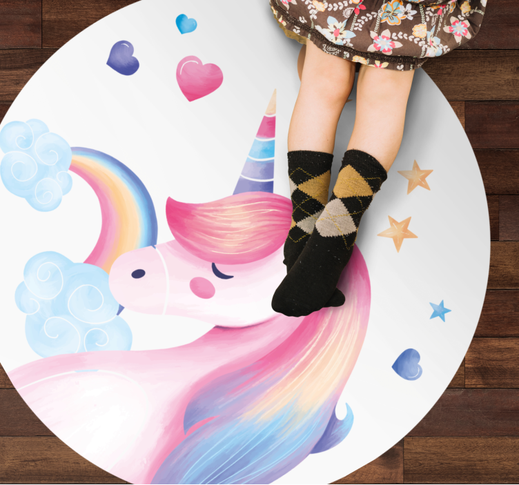 Eenhoorn fantasie vinyl tapijt voor meer kinderen - TenStickers