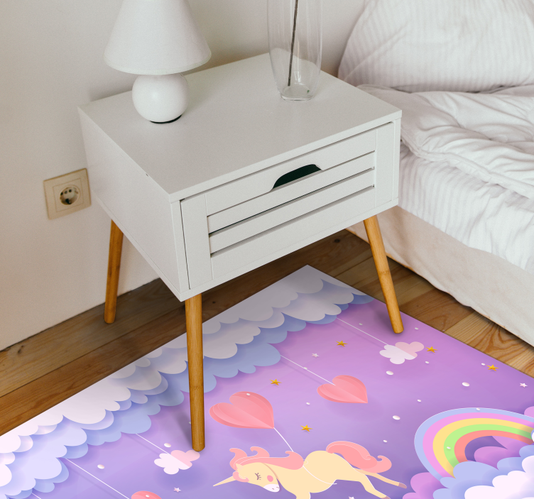 Eenhoorn fantasiescène vinyl tapijt baby - TenStickers