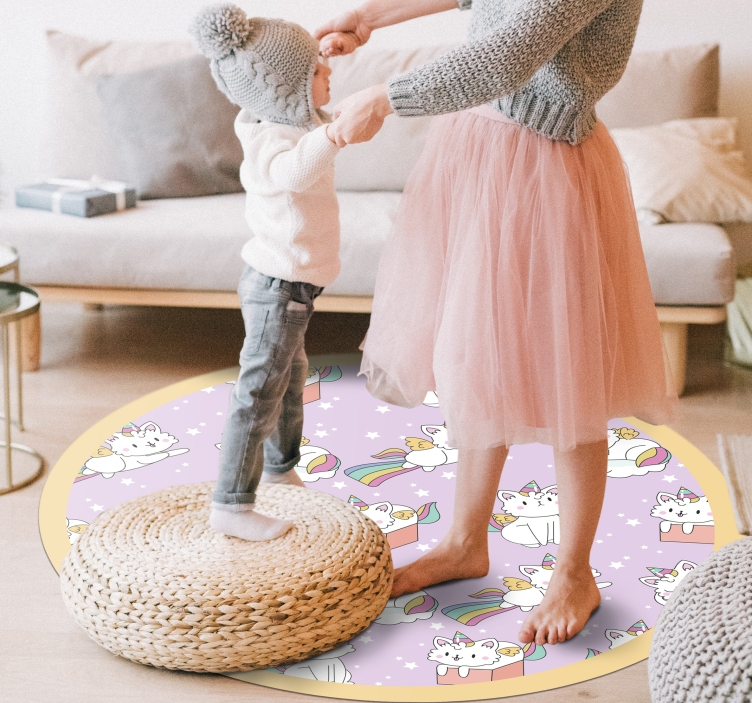 Eenhoorn kattenavontuur vinyl tapijt voor meer kinderen - TenStickers