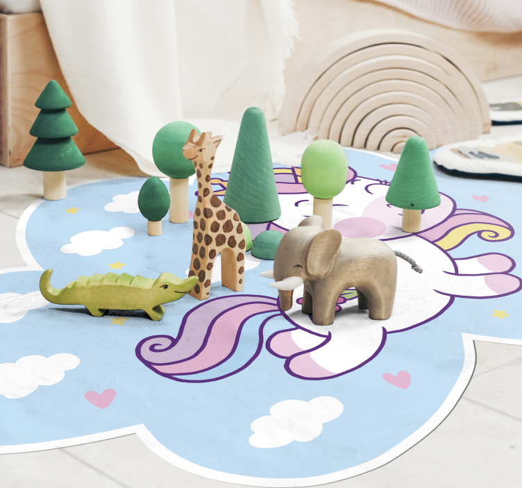 Eenhoorn wolk spelen vinyl tapijt kind - TenStickers