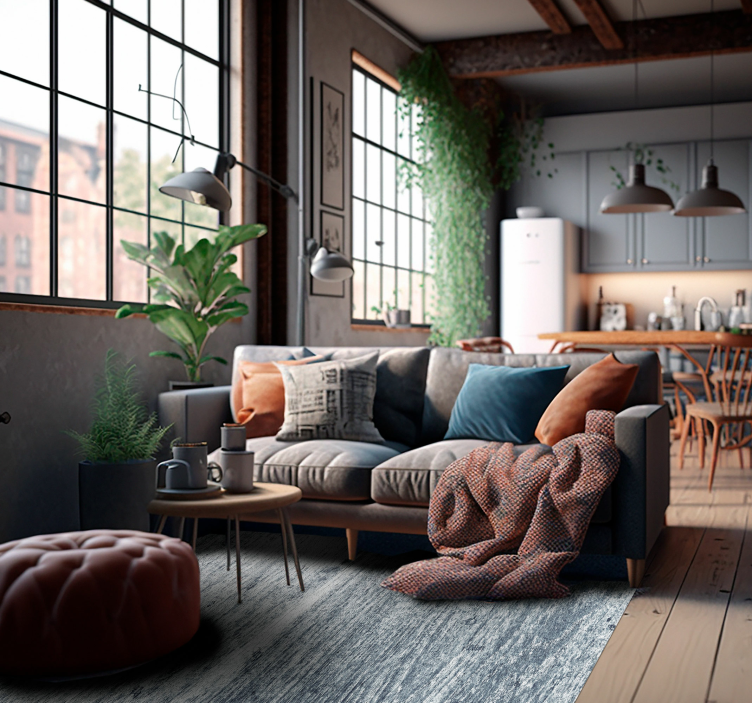 Effen cement strepen stenen vinyl tapijt - TenStickers