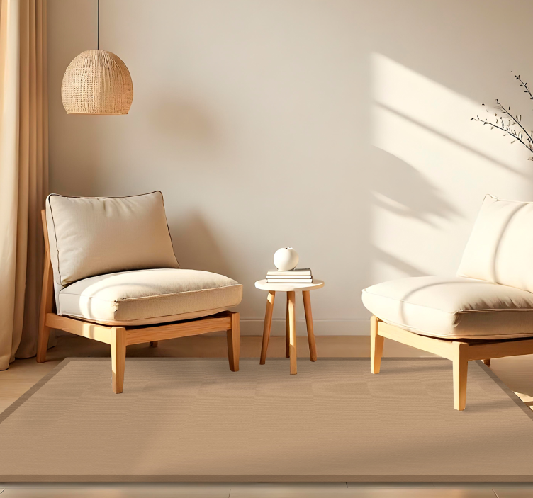 Effen jute-look vinyl tapijt eetkamer - TenStickers