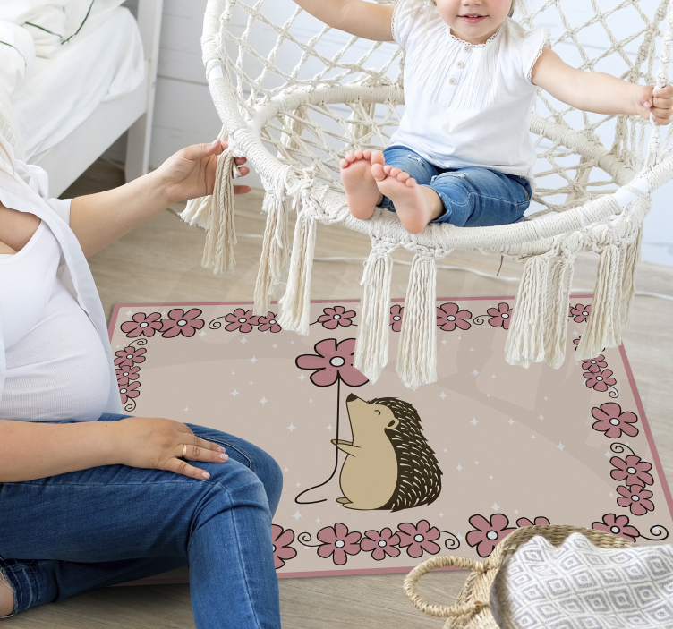 Egel bloemen vinyl tapijt baby - TenStickers