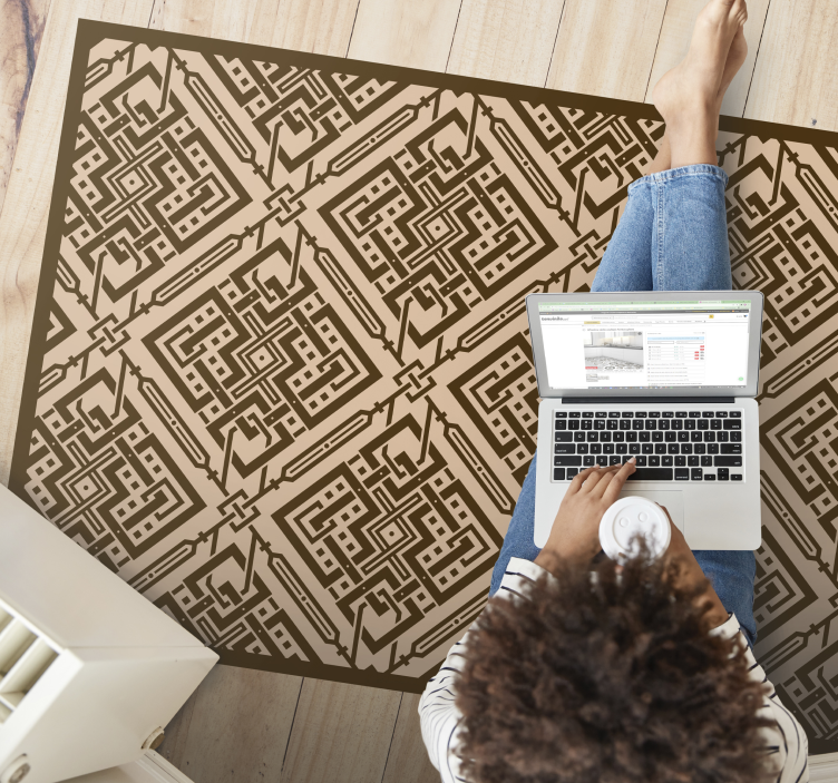 Elegant geometrisch element vinyl tapijt woonkamer - TenStickers