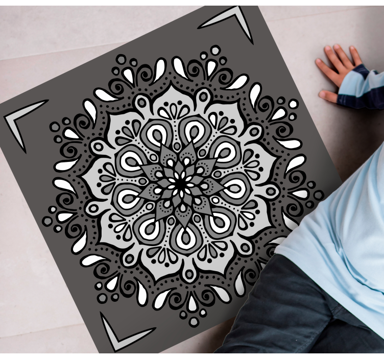 Elegant motief op grijs vinyl tapijt mandala - TenStickers