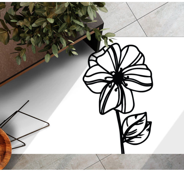 Elegant zwart-wit ontwerp vinyl tapijt bloemen en planten - TenStickers