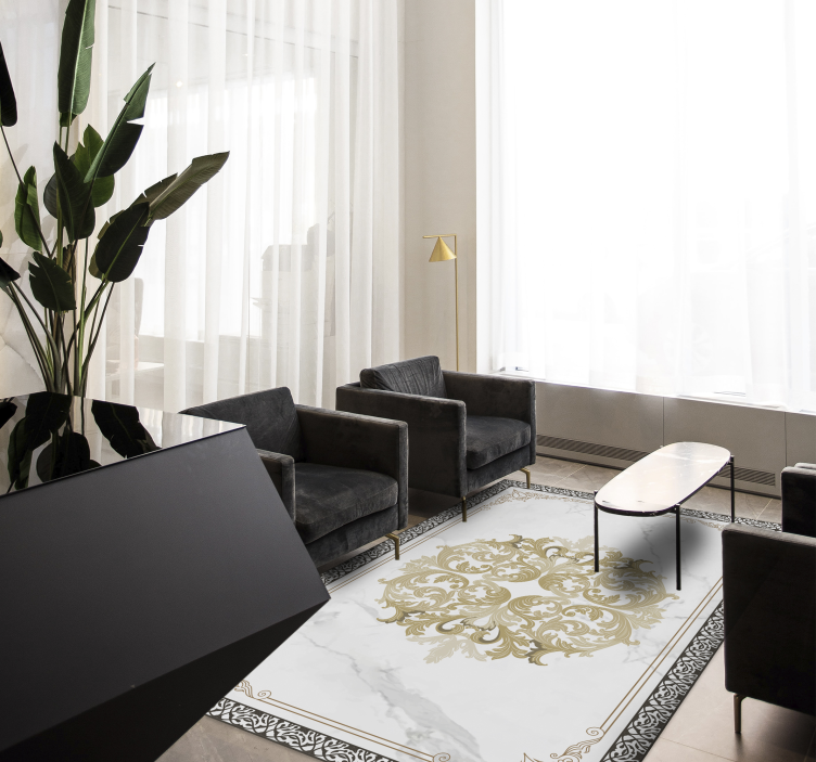 Elegante gouden bloei marmeren vinyl tapijt - TenStickers