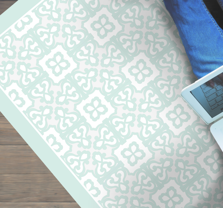 Elegante turquoise vinyl tapijt tegels - TenStickers