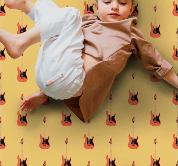 Elektrische gitaar centraal vinyl tapijt tiener - TenStickers