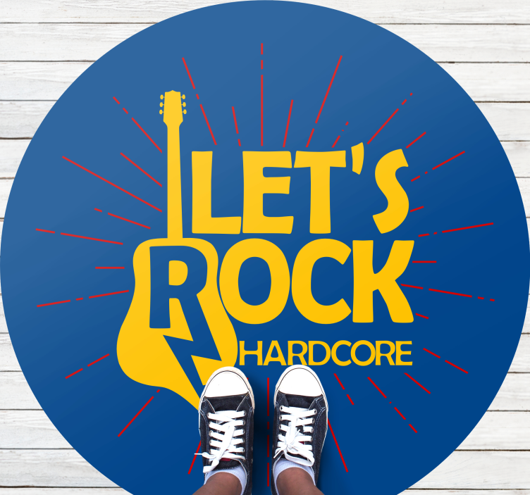 Elektrische gitaar eerbetoon vinyl vloerkleed rond - TenStickers