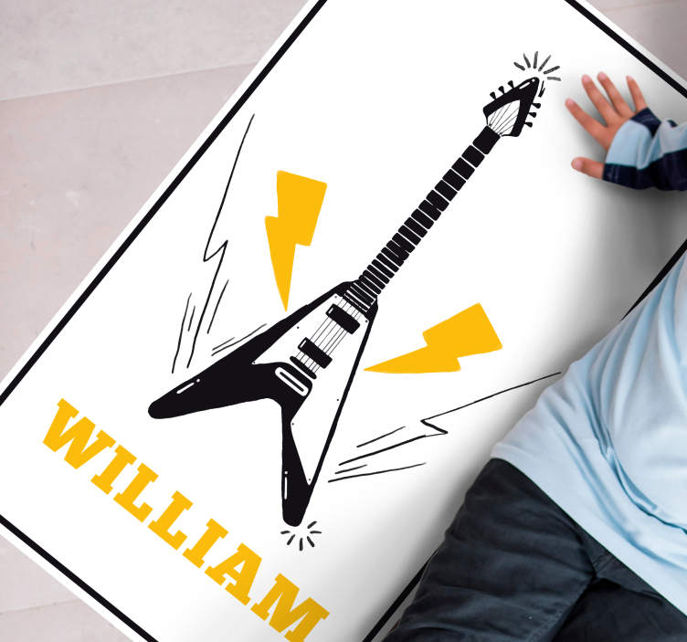 Elektrische gitaarkunst vinyl tapijt met naam - TenStickers