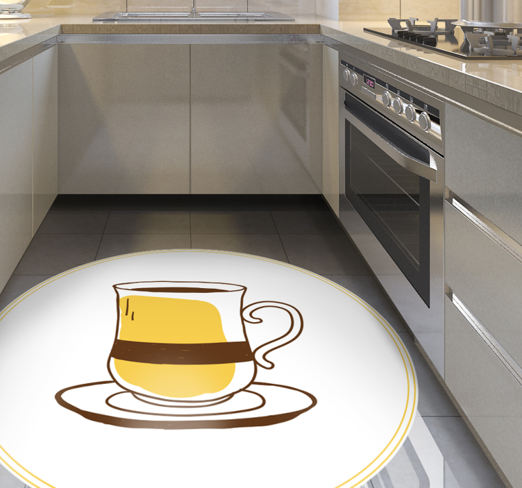 Espressoglas illustratie vinyl vloerkleed keuken - TenStickers