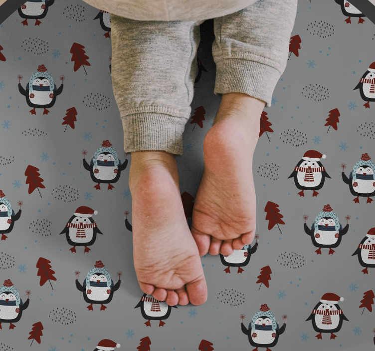 Feestelijk pinguïnmotief vinyl tapijt kerstmis - TenStickers