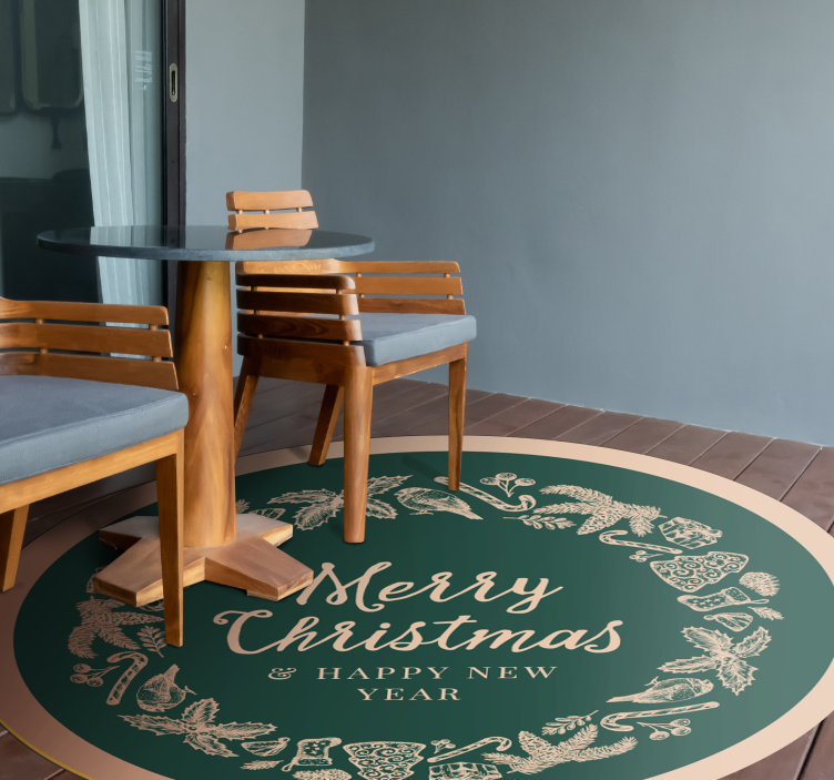 Feestelijke groetencirkel vinyl tapijt kerstmis - TenStickers