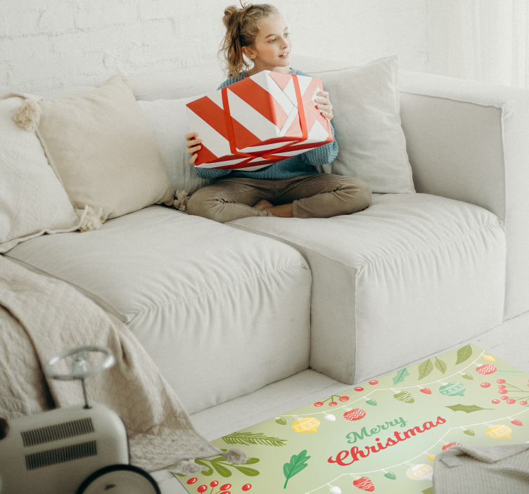 Feestelijke seizoensgroeten vinyl tapijt kerstmis - TenStickers