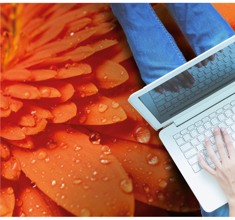 Feloranje bloemblaadjes vinyl tapijt bloemen en planten - TenStickers