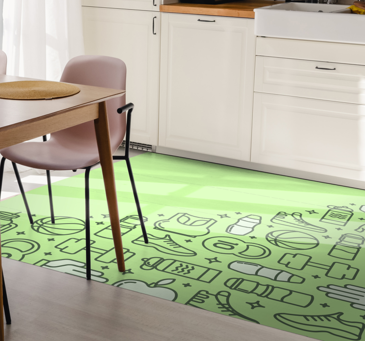 Fitnessparafernalia vinyl tapijt voor meer kinderen - TenStickers