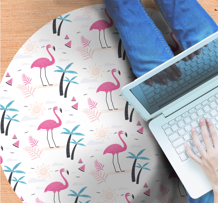 Flamingo tropische scène vinyl tapijt tiener - TenStickers
