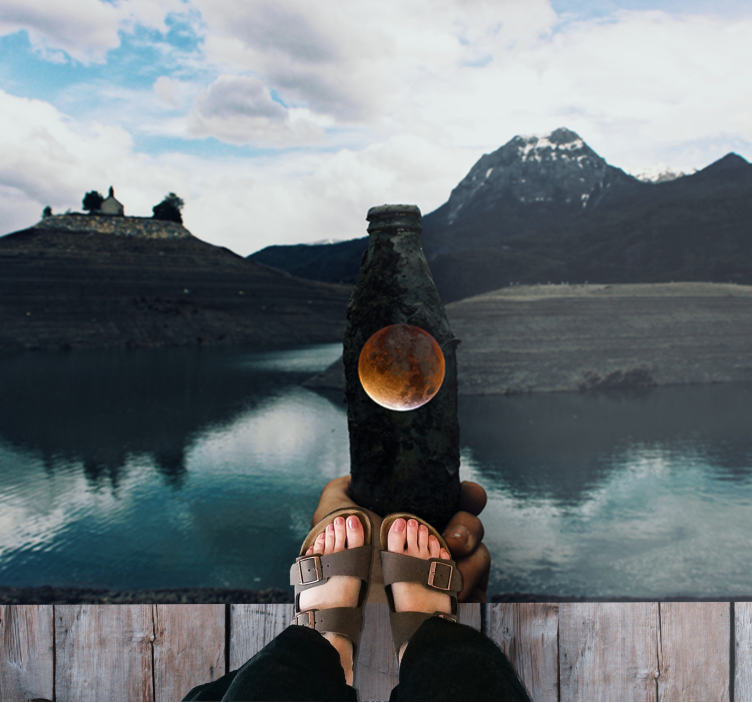 Fles maan uitzicht vinyl tapijt natuur - TenStickers