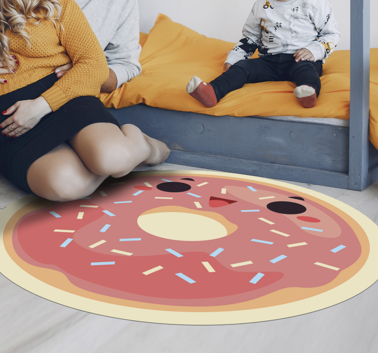 Geanimeerde donut vinyl tapijt voor meer kinderen - TenStickers