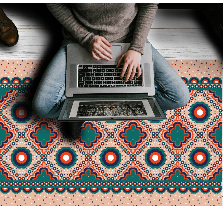 Gedurfd bloemenmotief etnisch vinyl tapijt - TenStickers