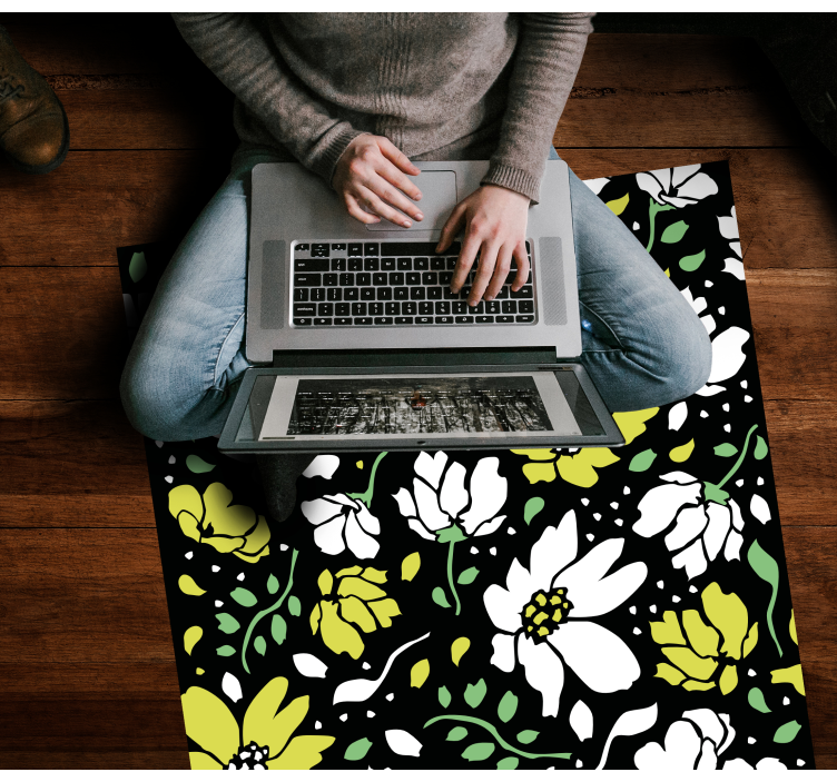 Gedurfd bloemenpatroon vinyl tapijt bloemen en planten - TenStickers