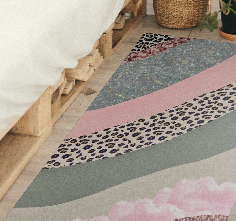 Gelaagde kleurgolven vinyl tapijt slaapkamer - TenStickers