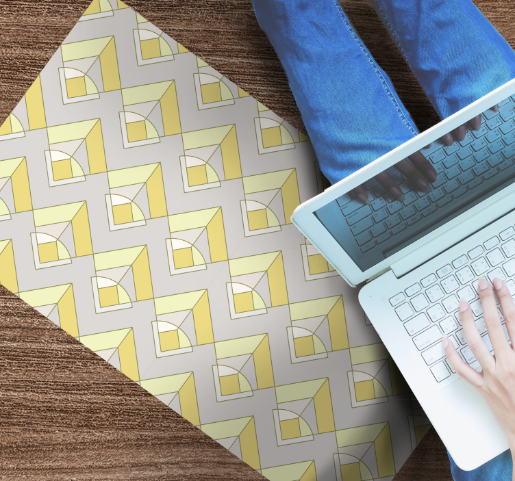 Geel en grijs patroon vinyl tapijt geometrisch - TenStickers