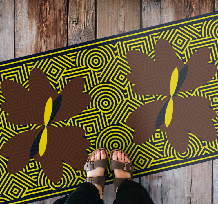 Geometrisch bloemencontrast Geometrische vinyl vloerkleed - TenStickers