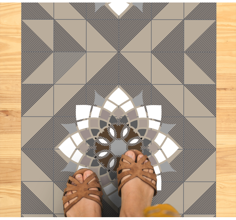 Geometrisch bloemenmotief vinyl tapijt mozaïek - TenStickers